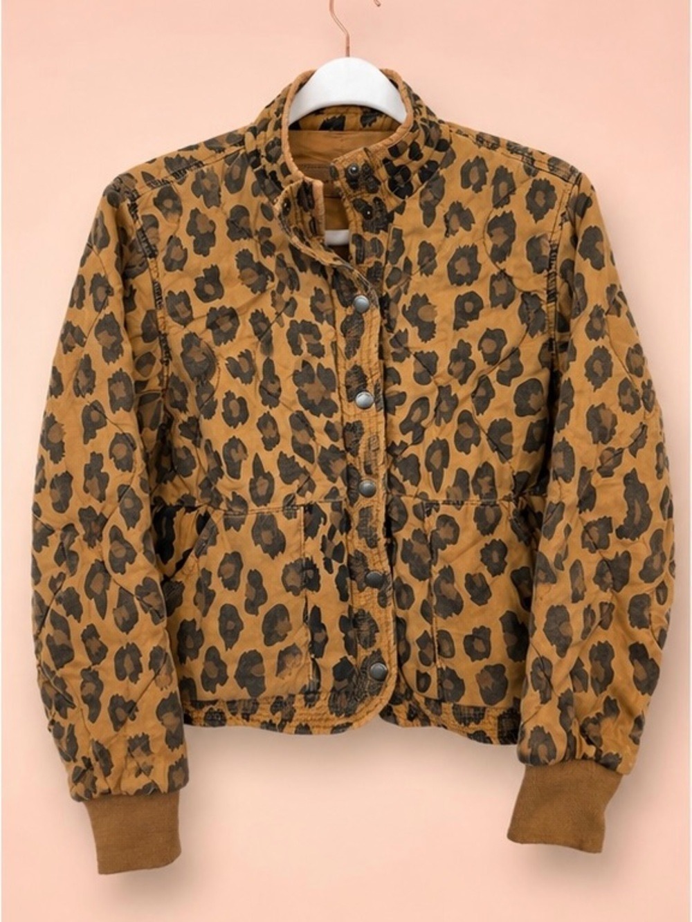 Blank NYC Girls Leopard Print Puffer Jacket Quilted Coat Large